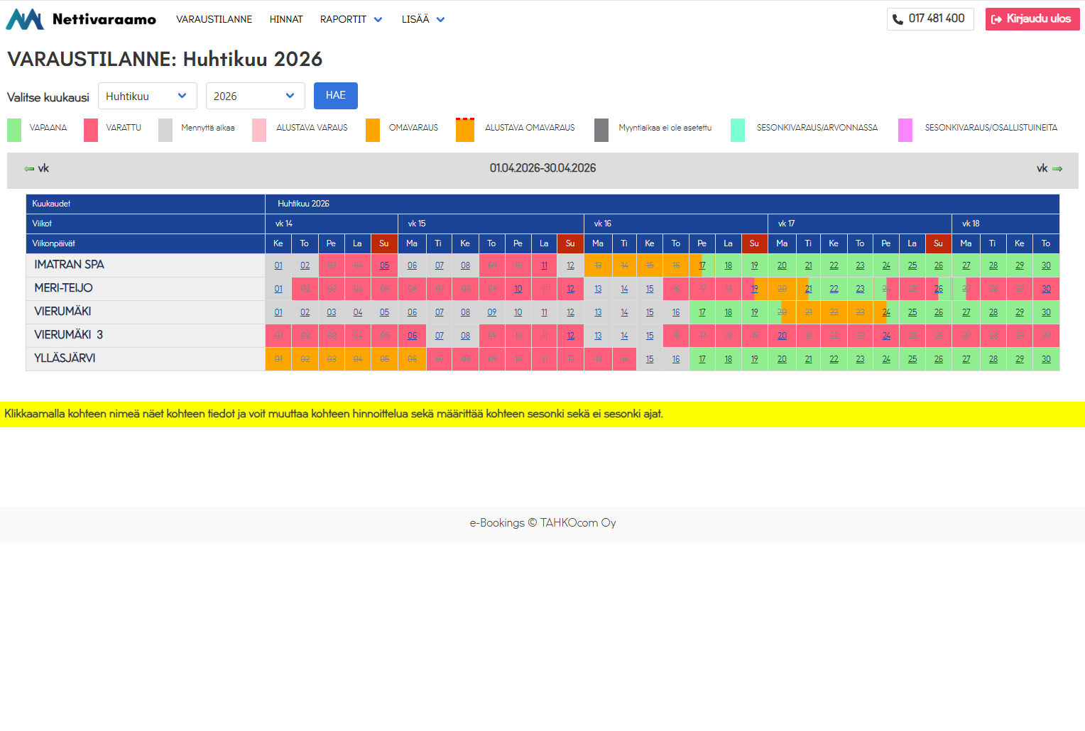 Kohteen pääkuva ja kuvavalinnat hallintanäkymässä.